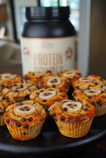 Muffins proteicos con chispas de chocolate y plátano de 87 calorías