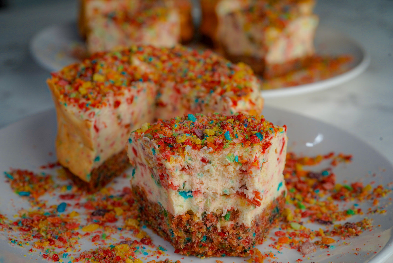 Personal Pan Fruity Cereal Protein Cheesecakes