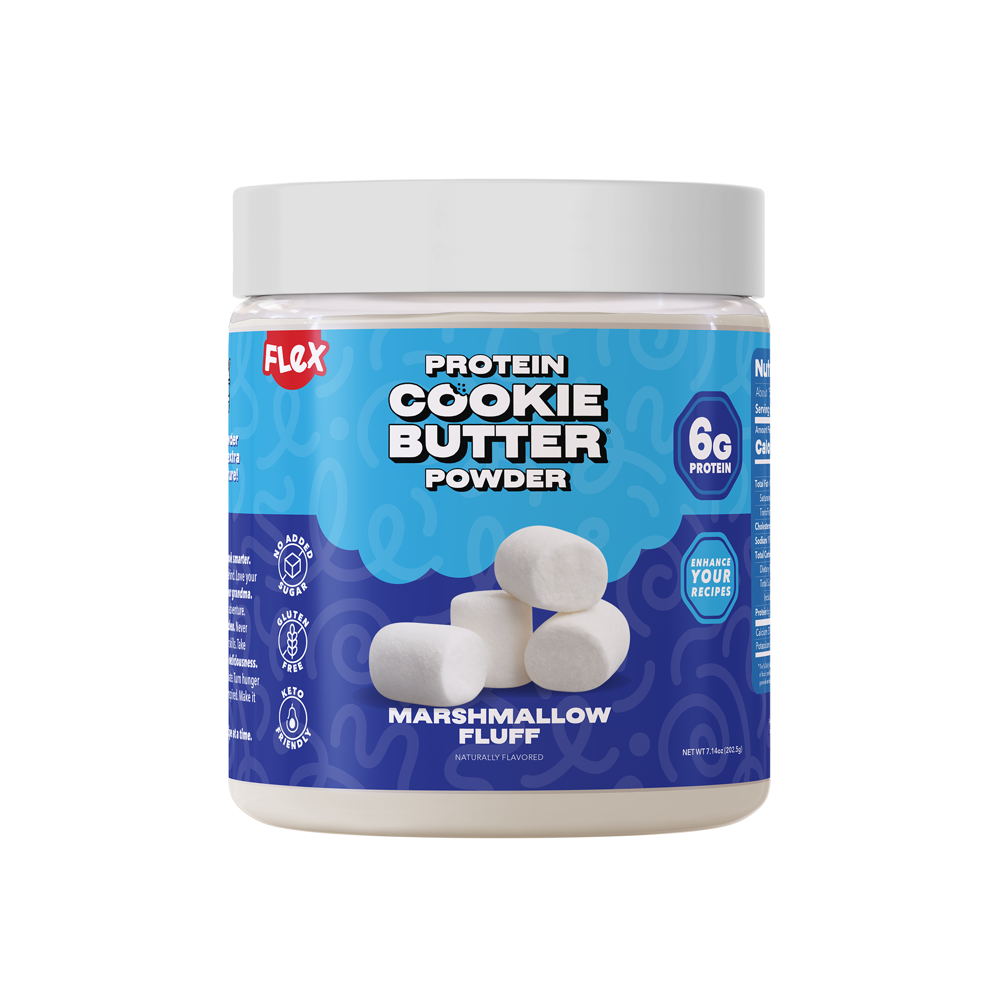Marshmallow Fluff Protein Cookie Butter Powder — front of tub